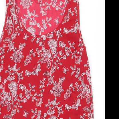 Atmosphere Womens Red Floral Polyester Basic Tank Size 12 Scoop Neck