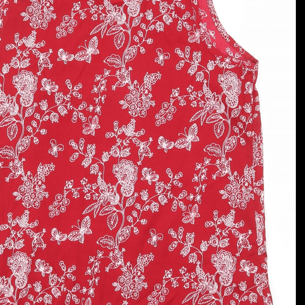 Atmosphere Womens Red Floral Polyester Basic Tank Size 12 Scoop Neck