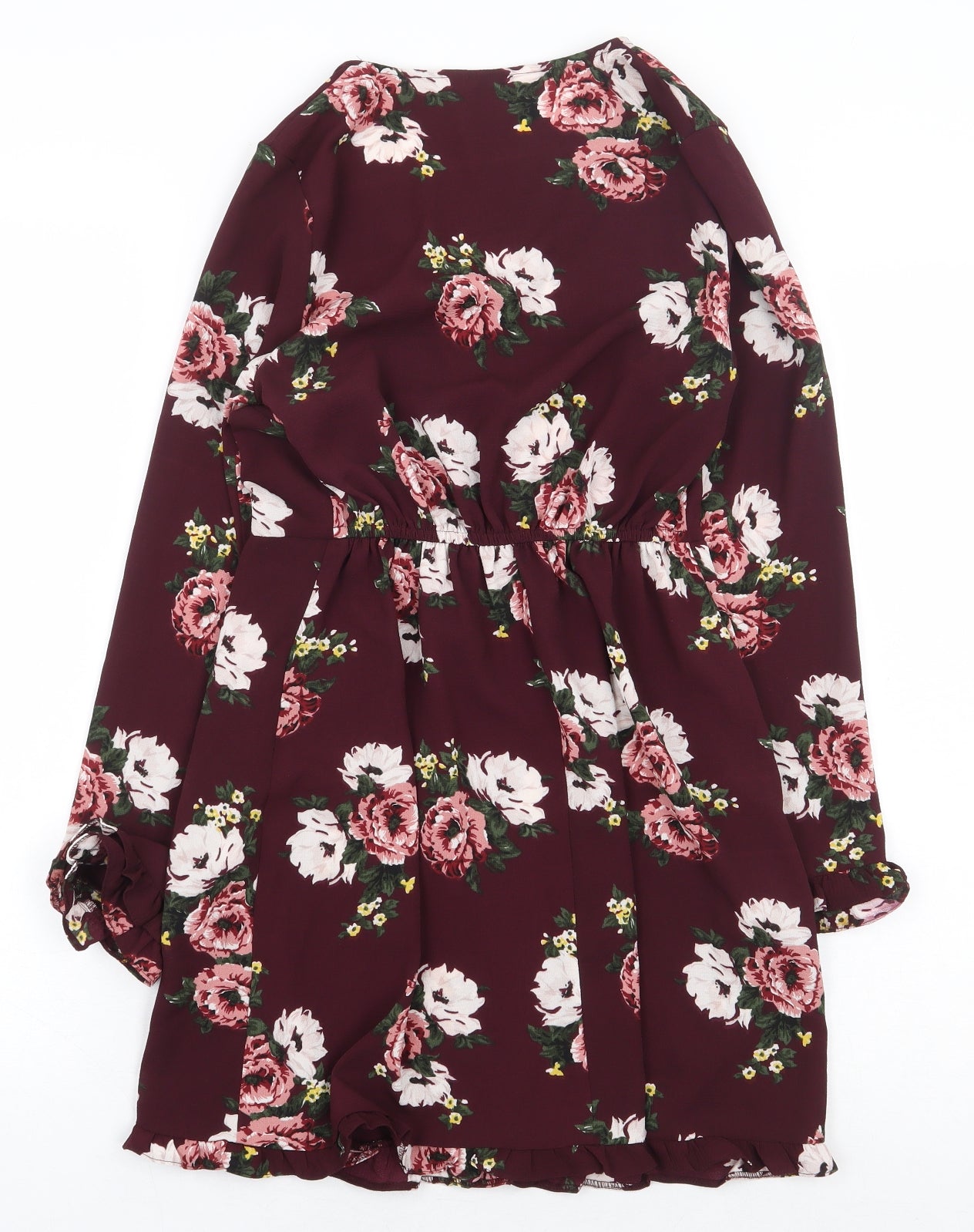 Miss Selfridge Womens Red Floral Polyester A-Line Size 6 V-Neck Pullover