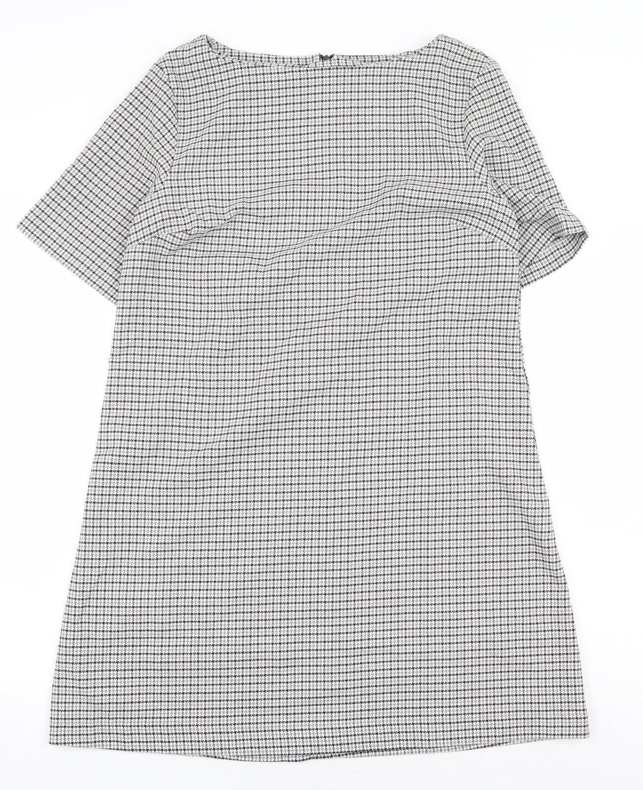 Avenue Womens Grey Geometric Polyester Sheath Size 12 Boat Neck Zip