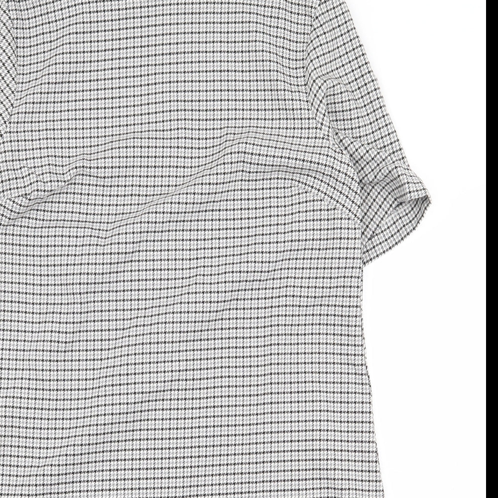 Avenue Womens Grey Geometric Polyester Sheath Size 12 Boat Neck Zip