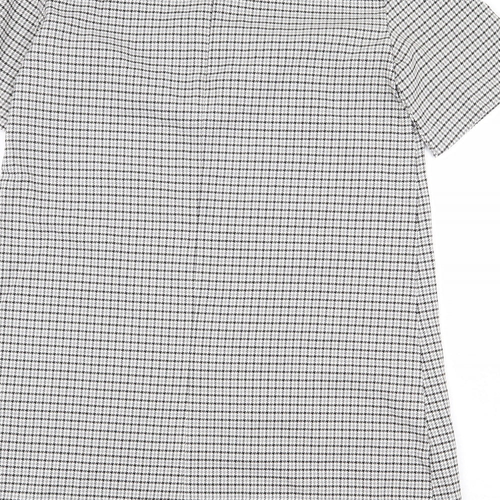 Avenue Womens Grey Geometric Polyester Sheath Size 12 Boat Neck Zip