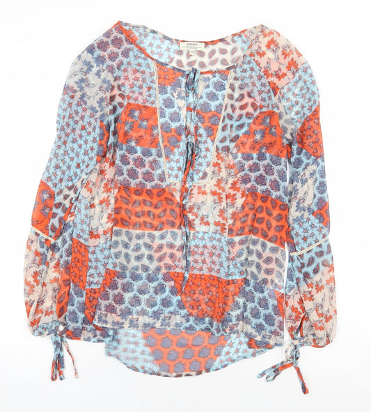Papaya Womens Multicoloured Geometric Polyester Basic Blouse Size 10 Boat Neck