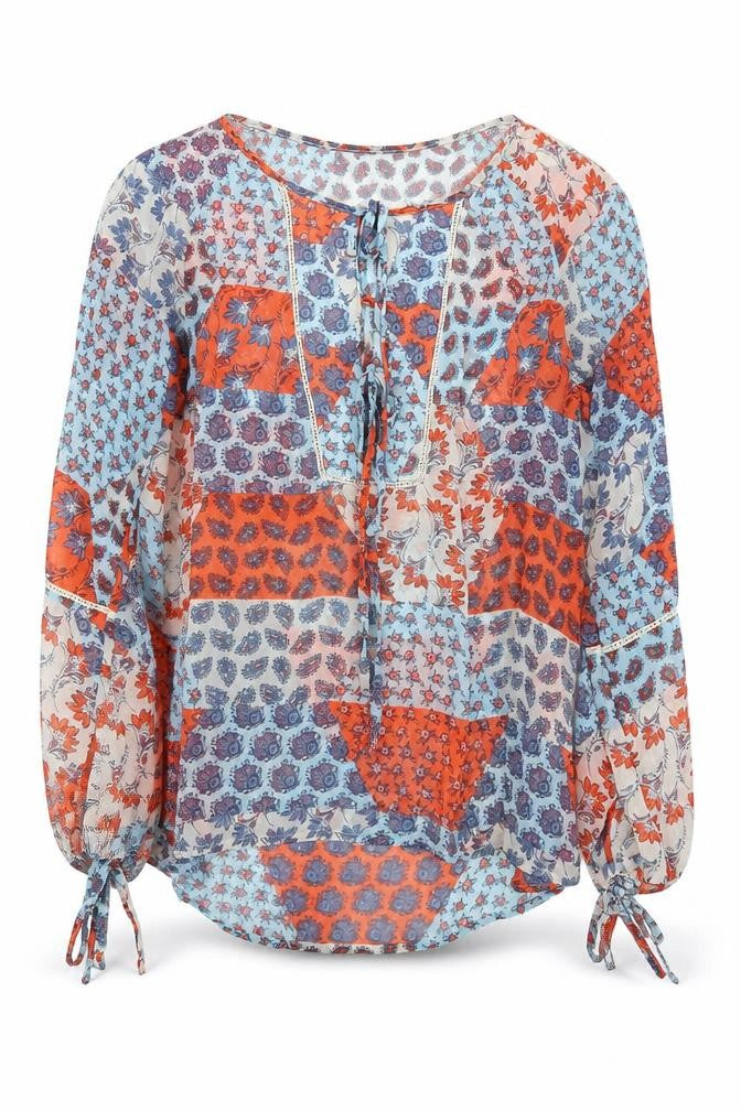 Womens UK Size 10 Papaya Multicoloured Basic Blouse