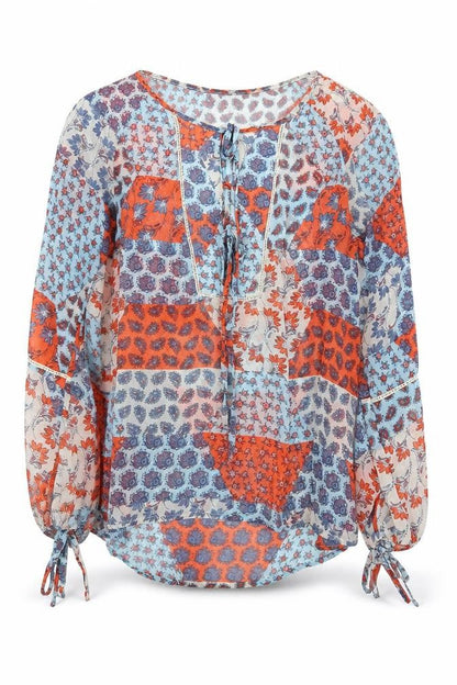 Womens UK Size 10 Papaya Multicoloured Basic Blouse