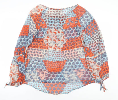 Papaya Womens Multicoloured Geometric Polyester Basic Blouse Size 10 Boat Neck