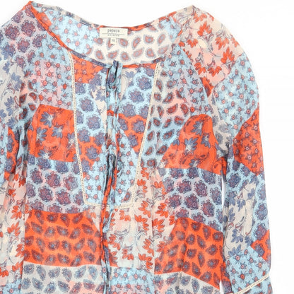 Papaya Womens Multicoloured Geometric Polyester Basic Blouse Size 10 Boat Neck