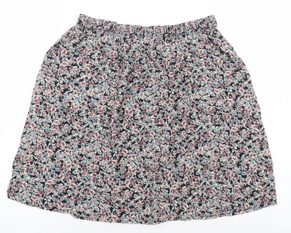 Marks and Spencer Womens Black Floral Viscose A-Line Skirt Size 8