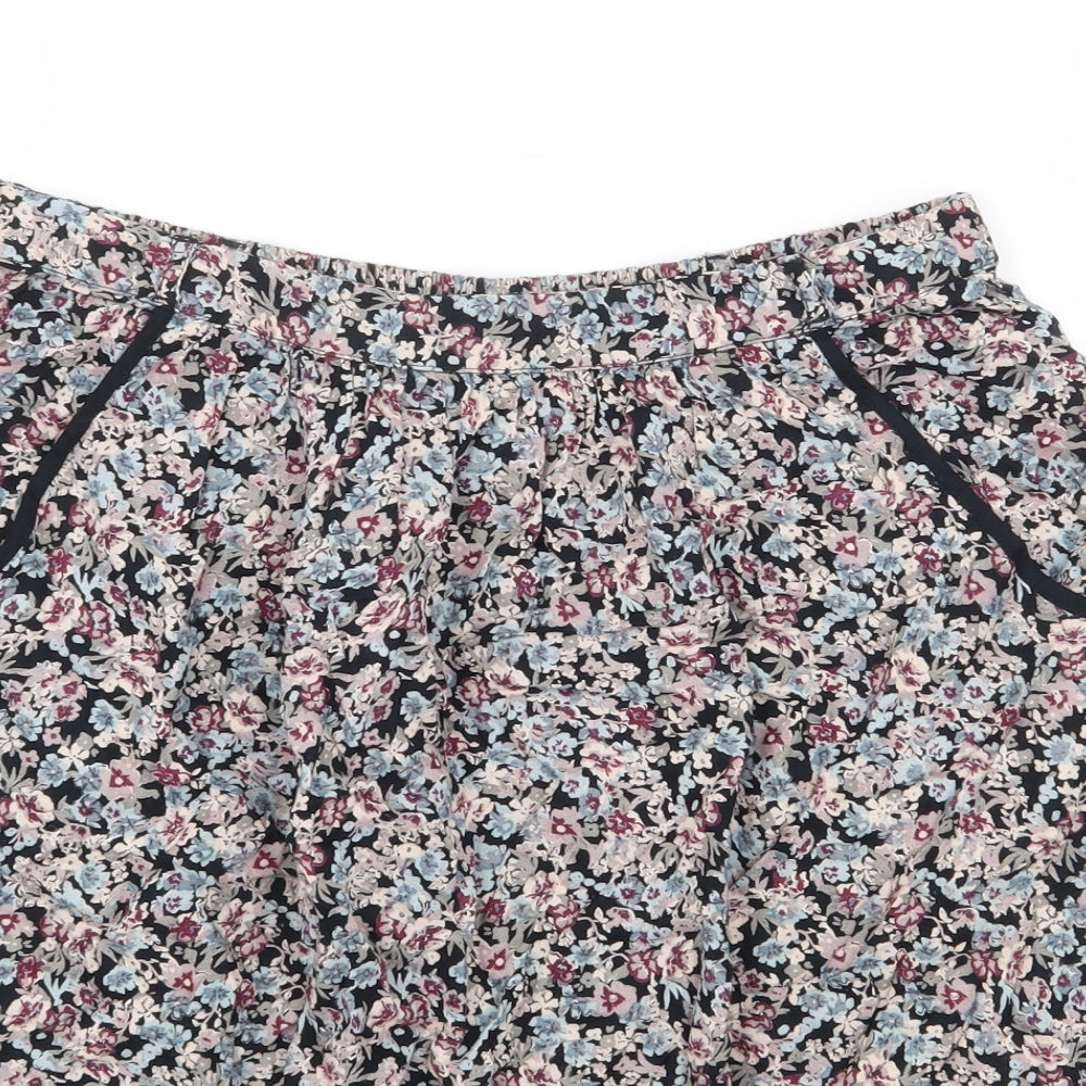 Marks and Spencer Womens Black Floral Viscose A-Line Skirt Size 8