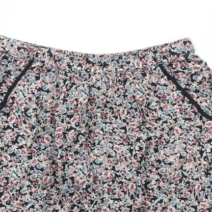 Marks and Spencer Womens Black Floral Viscose A-Line Skirt Size 8