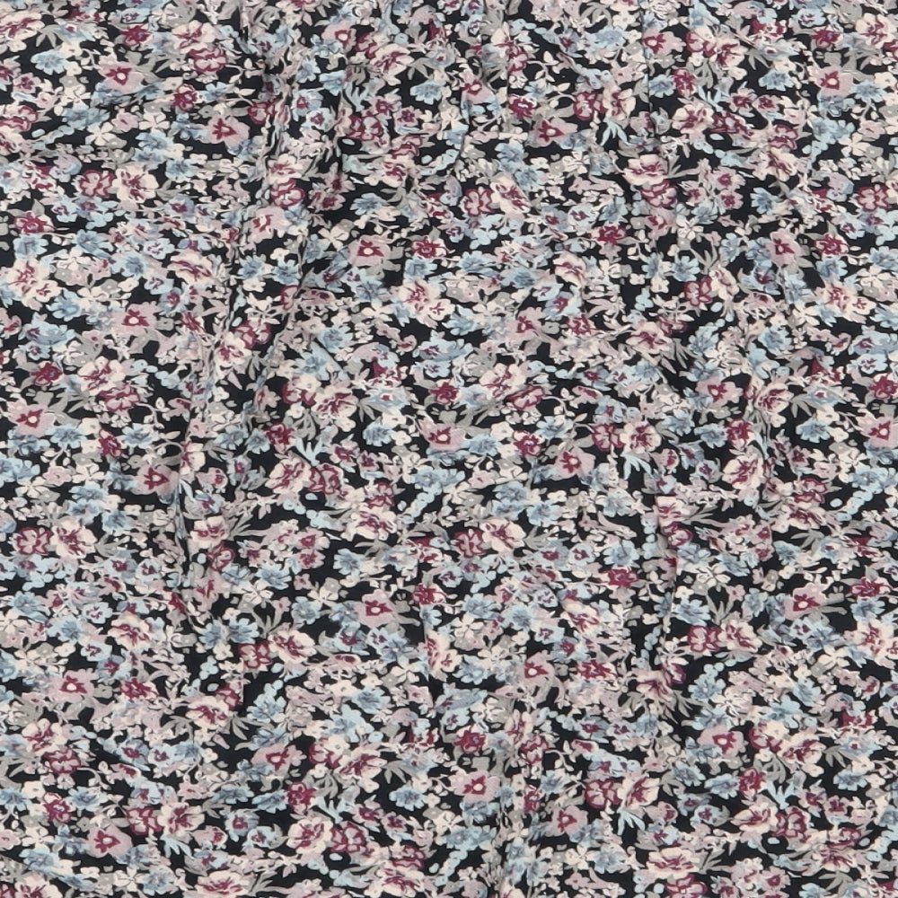 Marks and Spencer Womens Black Floral Viscose A-Line Skirt Size 8