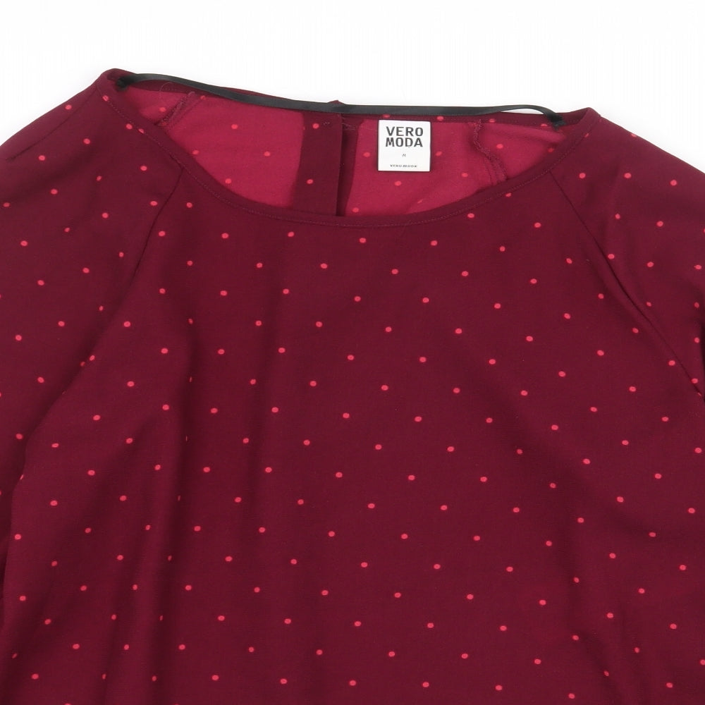 Womens UK Size M VERO MODA Red Basic Blouse