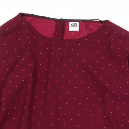 Womens UK Size M VERO MODA Red Basic Blouse