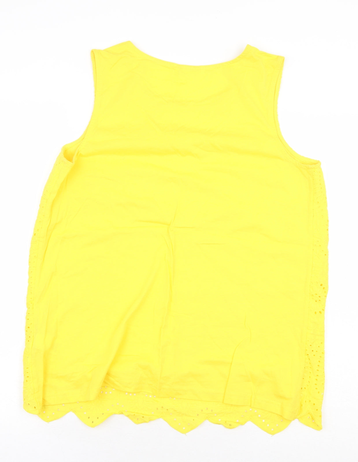 Matalan Womens Yellow Floral 100% Cotton Basic Tank Size 14 Boat Neck