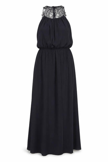 H&M Womens Black Polyester Ball Gown Size 12 Boat Neck Button