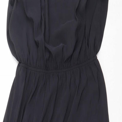 H&M Womens Black Polyester Ball Gown Size 12 Boat Neck Button