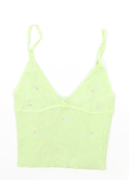 Womens UK Size S Preworn Green Camisole Tank