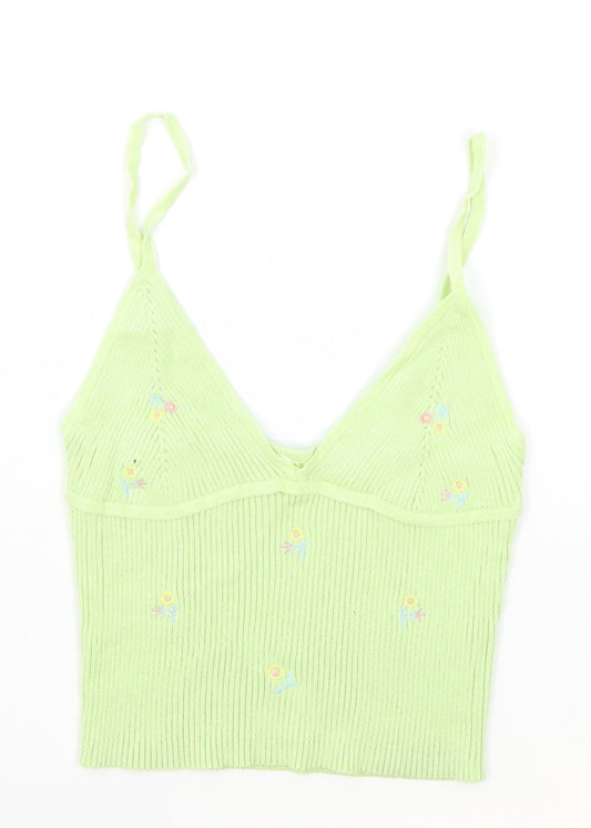 Womens UK Size S Preworn Green Camisole Tank