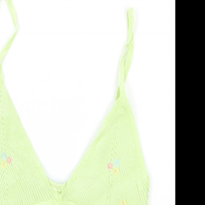 Womens UK Size S Preworn Green Camisole Tank