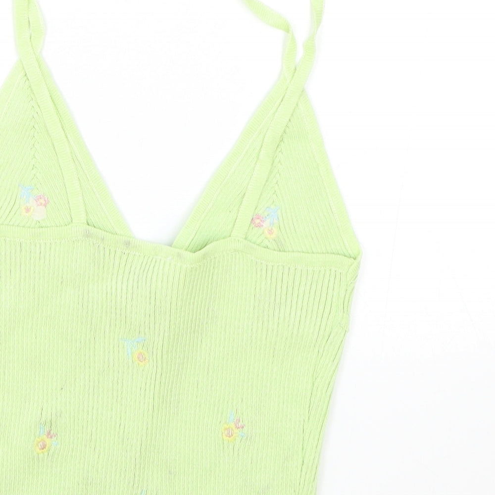 Womens UK Size S Preworn Green Camisole Tank