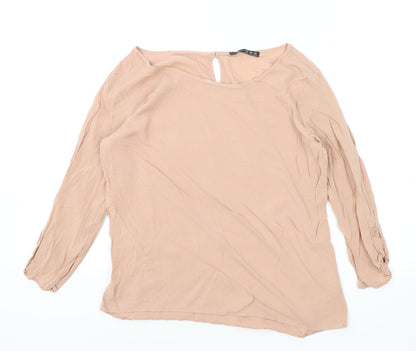 Atmosphere Womens Pink Viscose Basic Blouse Size 12 Round Neck