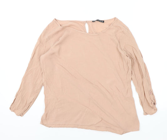 Atmosphere Womens Pink Viscose Basic Blouse Size 12 Round Neck