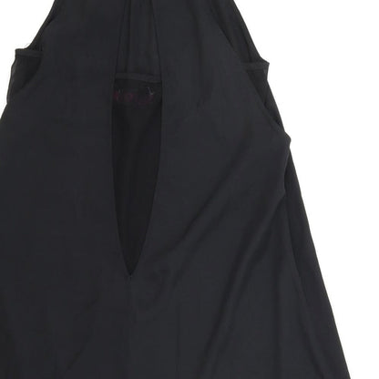 Boohoo Womens Black Polyester Slip Dress Size 10 Mock Neck Button