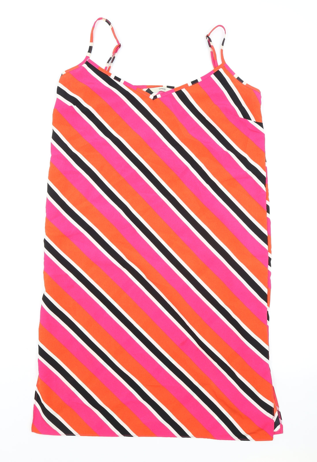 George Womens Multicoloured Striped Polyester Slip Dress Size 10 V-Neck Pullover
