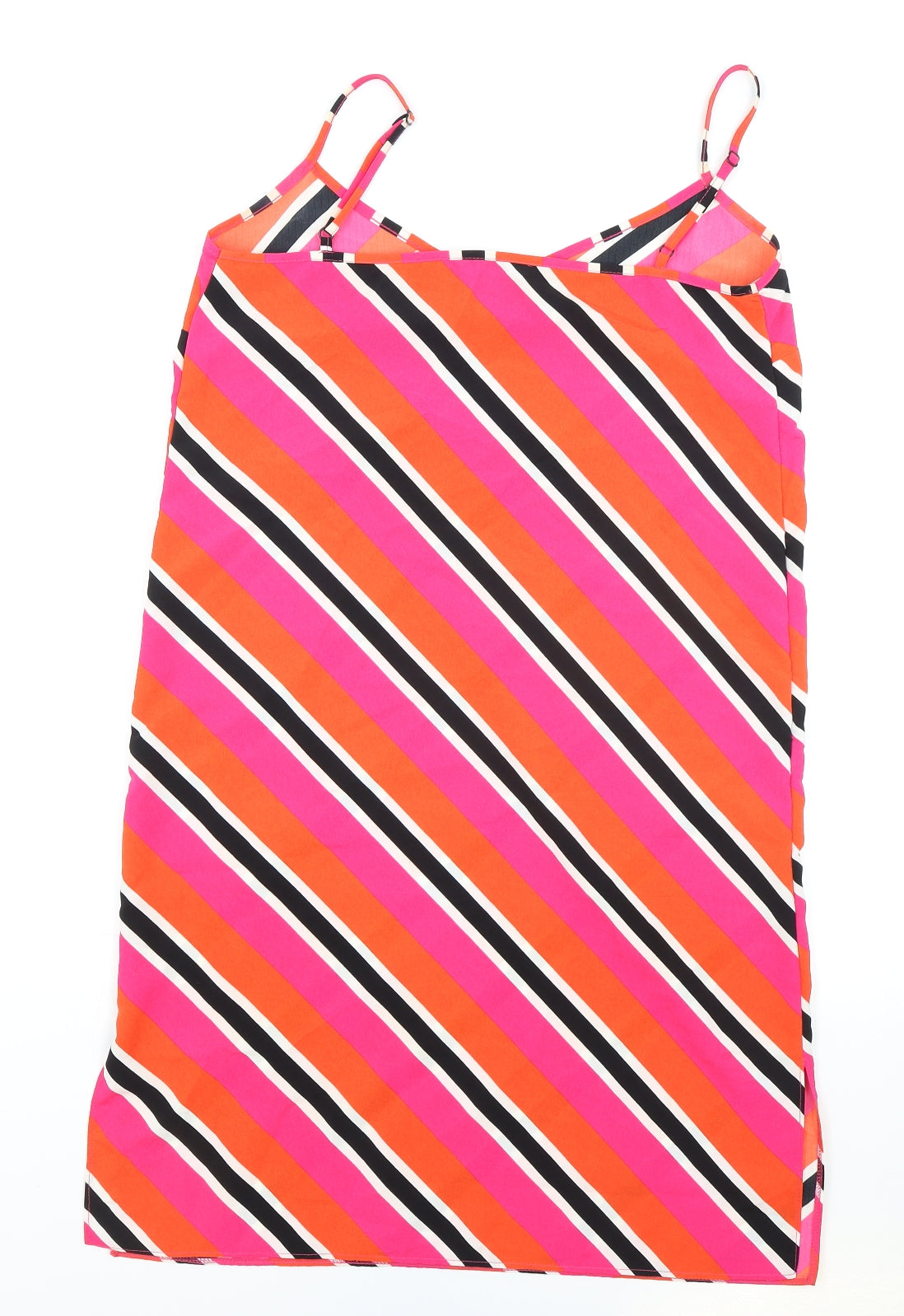 George Womens Multicoloured Striped Polyester Slip Dress Size 10 V-Neck Pullover