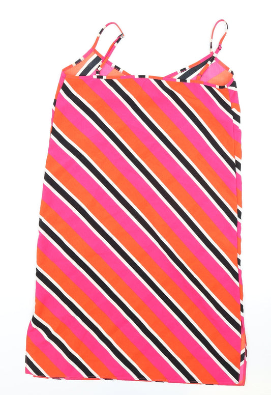 George Womens Multicoloured Striped Polyester Slip Dress Size 10 V-Neck Pullover