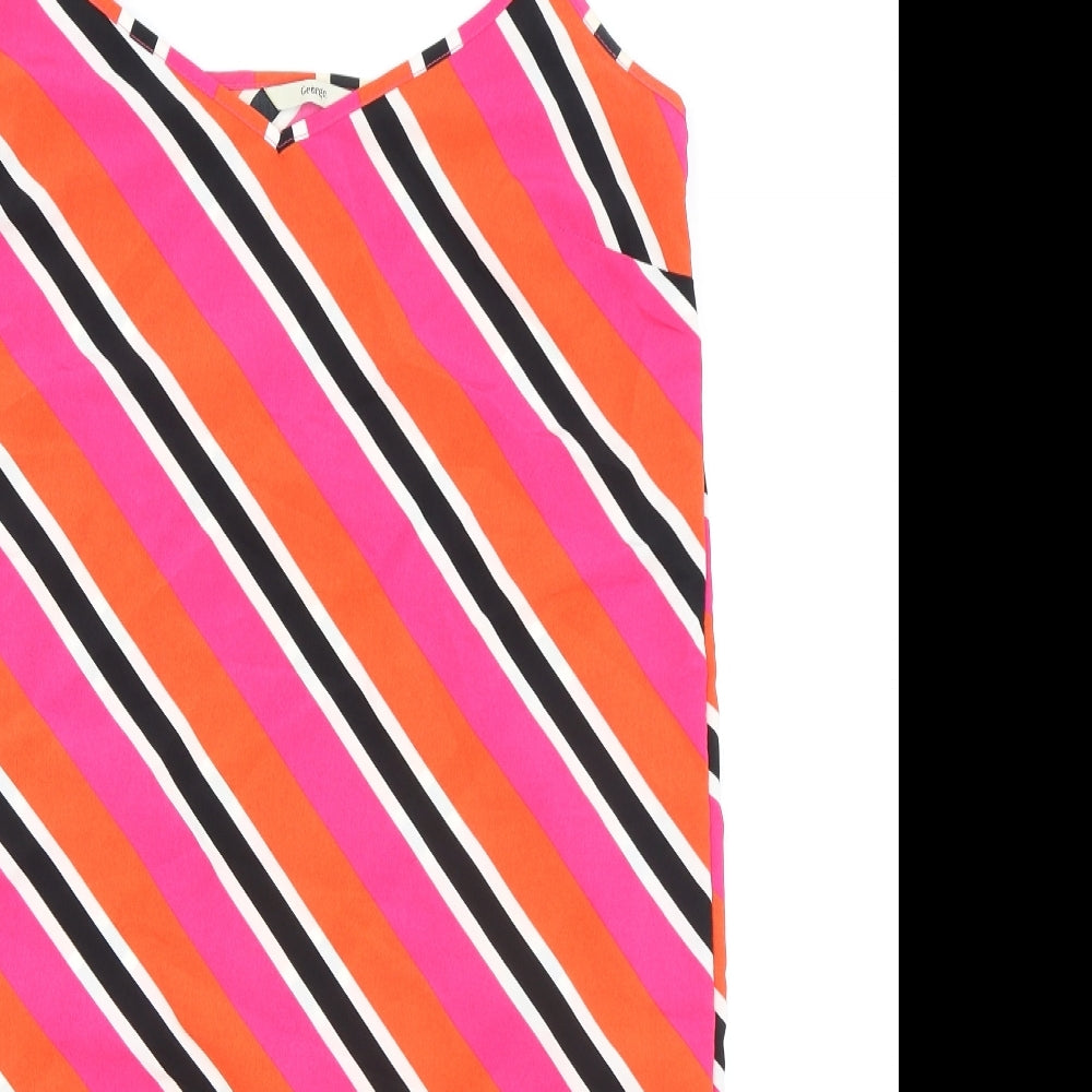 George Womens Multicoloured Striped Polyester Slip Dress Size 10 V-Neck Pullover