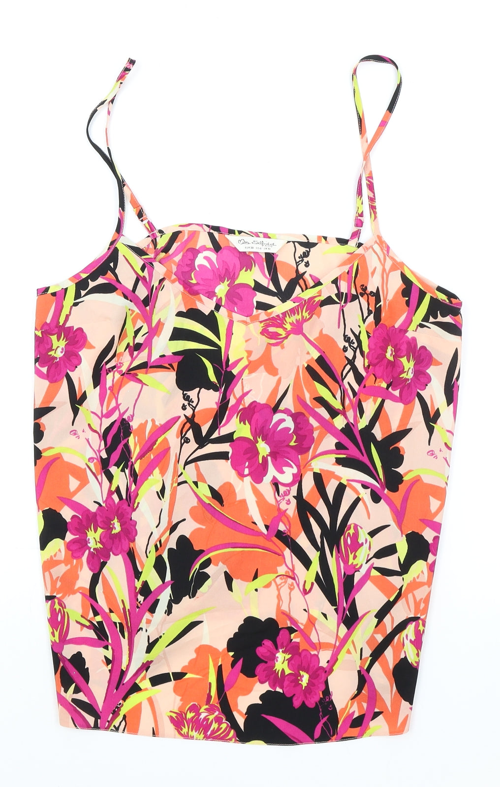 Miss Selfridge Womens Pink Floral Polyester Camisole Tank Size 10 V-Neck