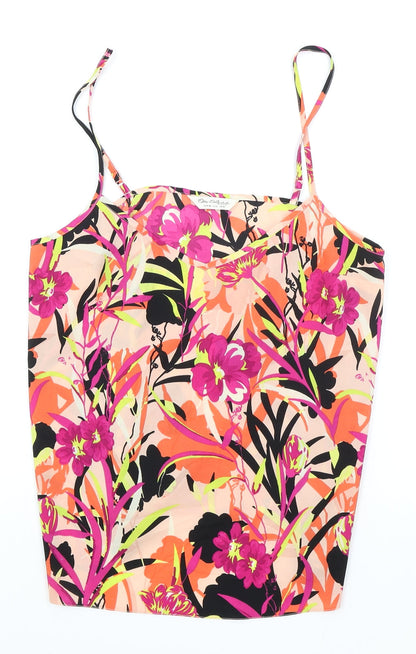 Miss Selfridge Womens Pink Floral Polyester Camisole Tank Size 10 V-Neck