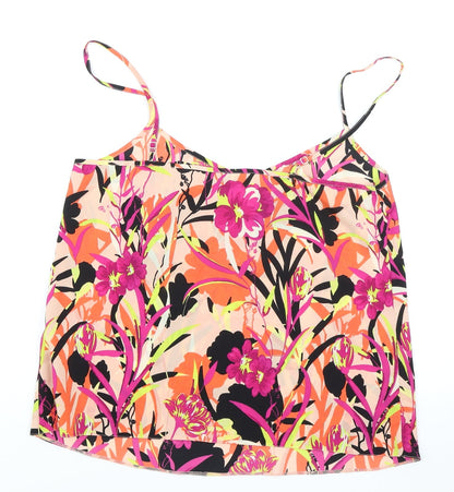 Miss Selfridge Womens Pink Floral Polyester Camisole Tank Size 10 V-Neck
