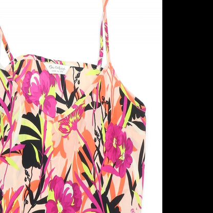 Miss Selfridge Womens Pink Floral Polyester Camisole Tank Size 10 V-Neck