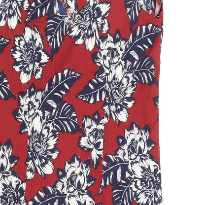 New Look Womens Red Floral Polyester Tank Dress Size 8 V-Neck Pullover