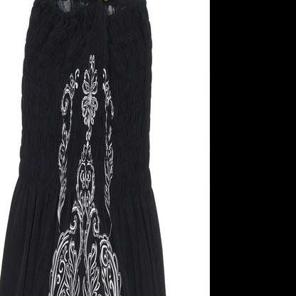 Preworn Womens Black Geometric Cotton Fit & Flare One Size Halter Tie