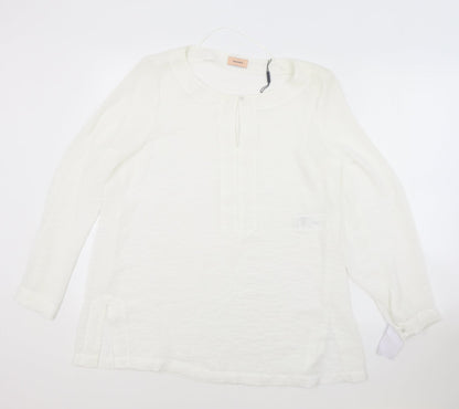 Triangle Womens White Polyester Tunic Blouse Size 14 V-Neck