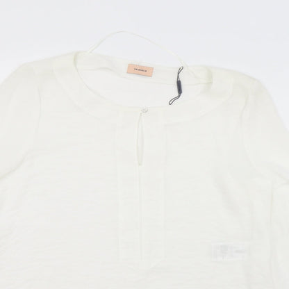 Triangle Womens White Polyester Tunic Blouse Size 14 V-Neck