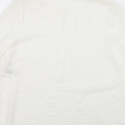 Triangle Womens White Polyester Tunic Blouse Size 14 V-Neck