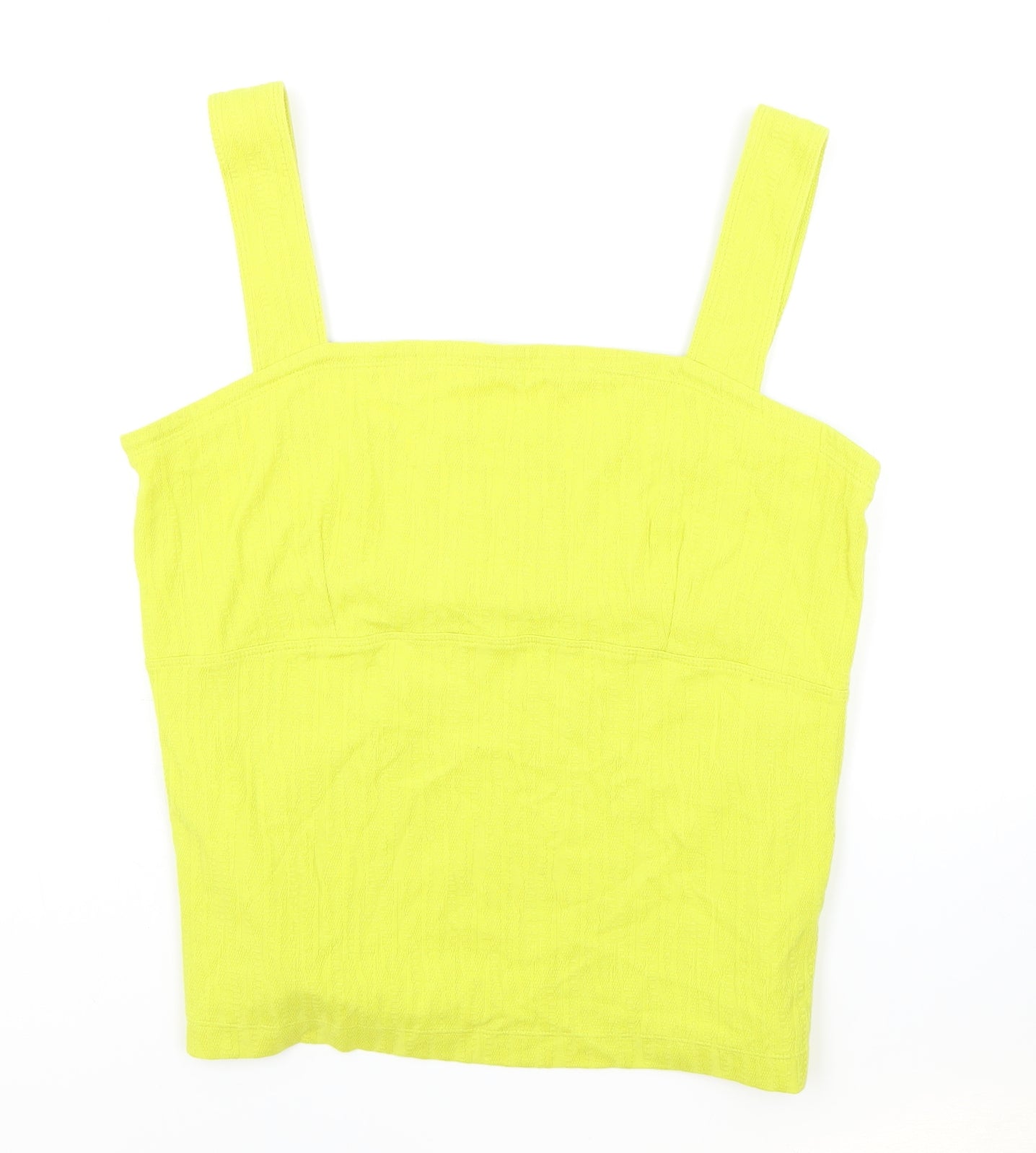 Maeve Womens Yellow Cotton Basic Tank Size L Square Neck