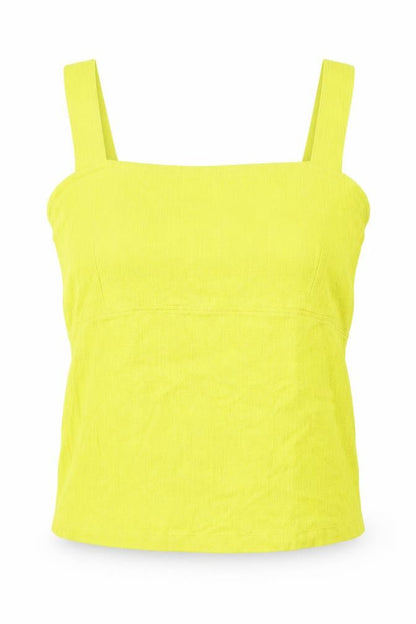 Maeve Womens Yellow Cotton Basic Tank Size L Square Neck
