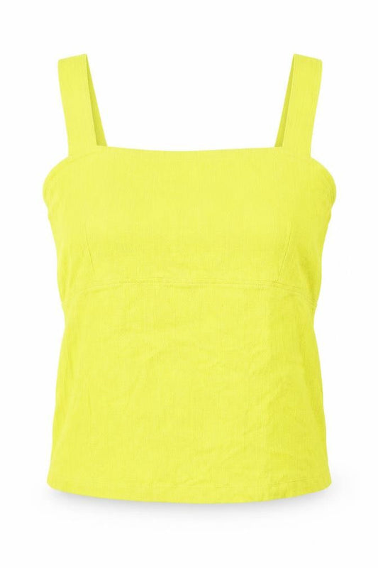 Maeve Womens Yellow Cotton Basic Tank Size L Square Neck