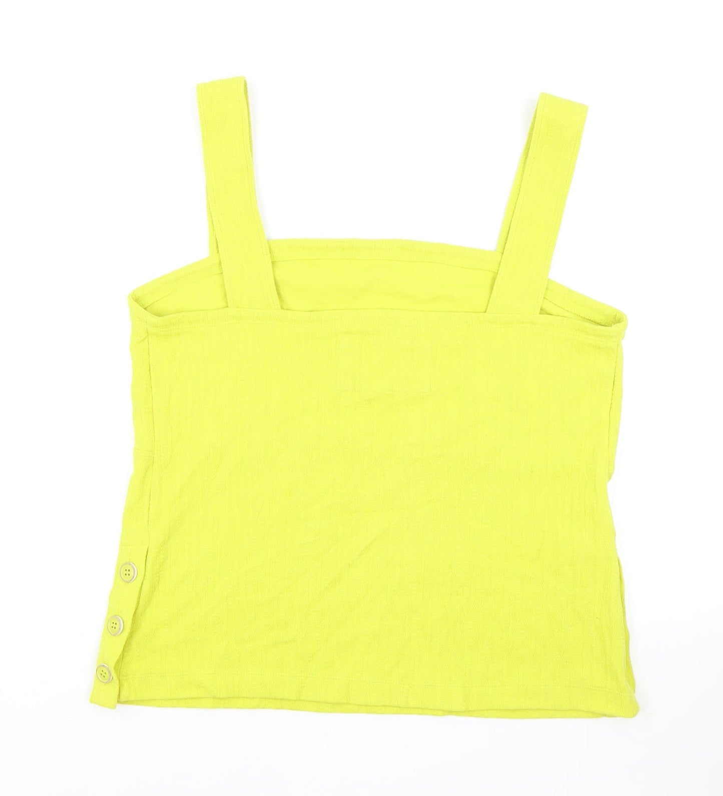 Maeve Womens Yellow Cotton Basic Tank Size L Square Neck
