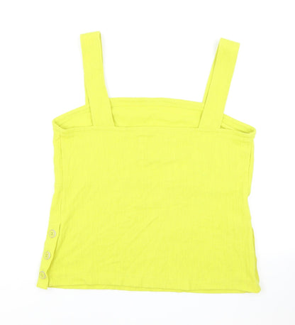 Maeve Womens Yellow Cotton Basic Tank Size L Square Neck