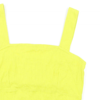 Maeve Womens Yellow Cotton Basic Tank Size L Square Neck