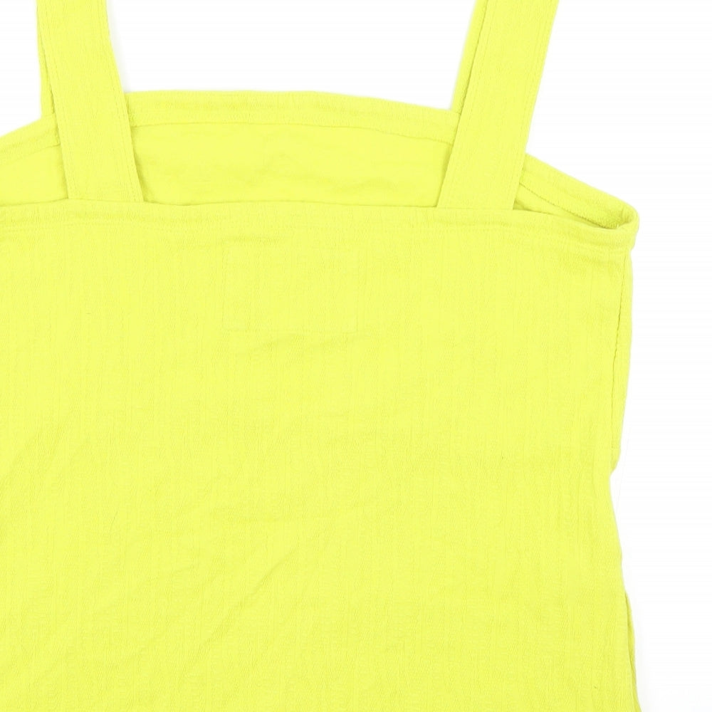 Maeve Womens Yellow Cotton Basic Tank Size L Square Neck