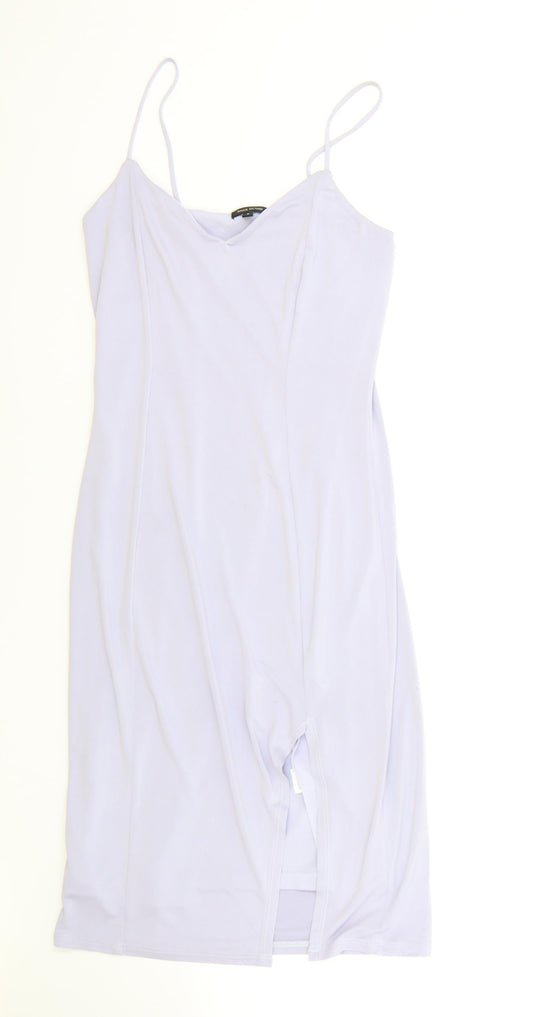 River Island Womens Purple Viscose Bodycon Size 6 V-Neck Pullover