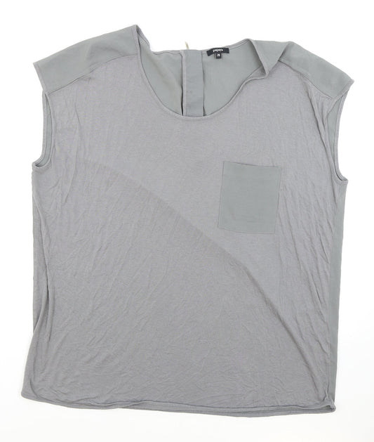 Papaya Womens Grey Viscose Basic T-Shirt Size 20 Round Neck
