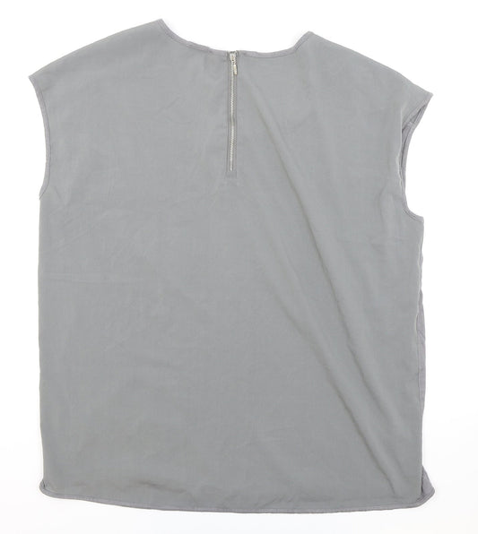 Papaya Womens Grey Viscose Basic T-Shirt Size 20 Round Neck